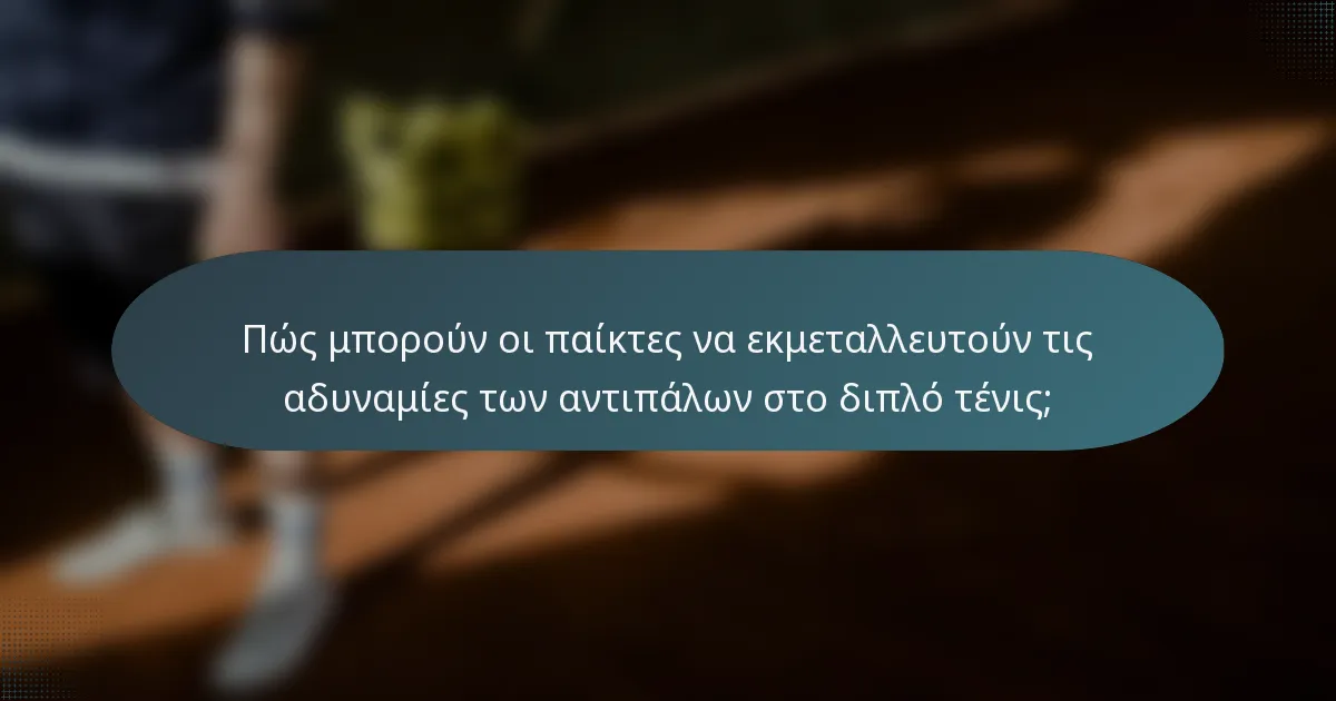 Πώς μπορούν οι παίκτες να εκμεταλλευτούν τις αδυναμίες των αντιπάλων στο διπλό τένις;